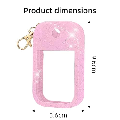 Wetopee 2Pcs 30ml/1oz Empty Hand Sanitizer Spray Bottles with Silicone Keychain Cases, Portable Travel Size Container Set (Pink and White) — view 2