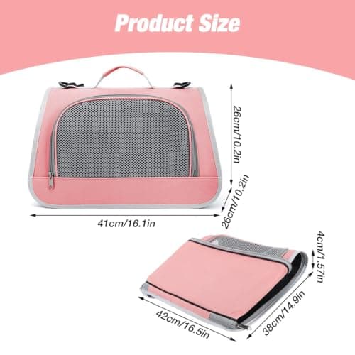 Small Animal Carrier Bag Portable, Guinea Pig Travel Carrier Bag Breathable Portable Bag with Perspective Window for Cats for Travel Walking Carrying Puppy Dogs Hiking Camping Pink — view 2