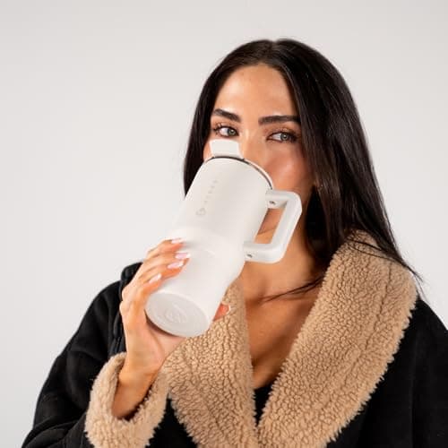 HydroJug Coffee Traveler 20oz Ceramic-Lined Mug with Handle, Linen — view 6
