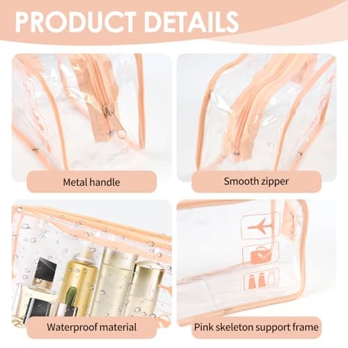 FunWorth Clear Travel Toiletry Bag, 3 Pack TSA Approved Makeup Bag Set — view 3