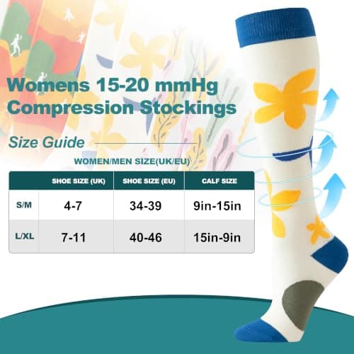 BISOUSOX Compression Socks for Women 15-20 mmHg Support Flight Socks — view 2