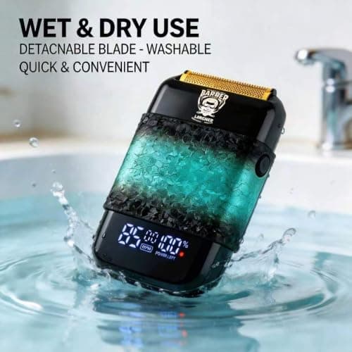Foil Shaver,Electric Foil Shavers for Men Electric Razors Cordless,Rechargeable,Waterproof,Double Floating Blade Big LED Display for Close Shaving,Travel Razors Trimmer — view 4