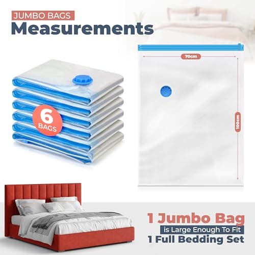 Space Saver Vacuum Storage Bags - Jumbo Clothes & Bedding Vacuum Packs (6 Pack) with Pump — view 3