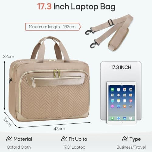 RAINSMORE 17.3 Inch Laptop Bag for Women Water Resistant Briefcase — view 4