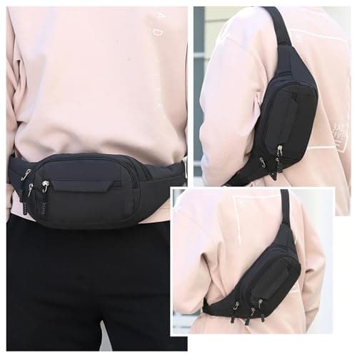Meng Jiaran 2 Pack Bum Bag Bumbag for Men Women, Black,Grey Green — view 5