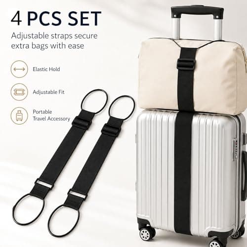 4 Pcs Suitcase Straps, Adjustable Luggage Straps for Secure & Organized Packing, Multi-Use Travel Strap with Quick-Release Buckle, Fits Most Suitcases and Luggage — view 6