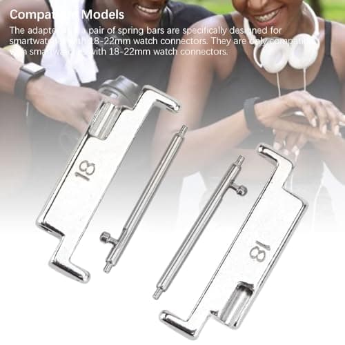 Yanmis Metal Watch Band Adapter Set, Fit for 18mm to 22mm Strap Universal, Including One Pair of Connectors, One Pair of Switch Spring Bars, Lugs Replacement Parts (1 Pair) — view 6