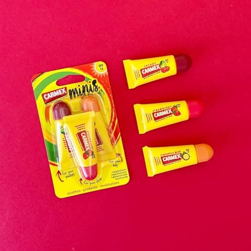 Carmex Minis Lip Balm Tube Set Cherry, Strawberry & Pineapple Mint Multipack With SPF 15 For Sun Protection Hydrating Lip Care with Cooling Relief for Hot Sunny Days (Pack Of 3) — view 6