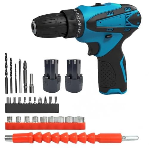 Cordless Drill Set, 12V Lightweight Electric Screwdriver Driver, Electric Power Drill with Battery & Charger, 25+1 Torque, 2 Speed, 3/8" Keyless Chuck, Tool Kit for Home DIY