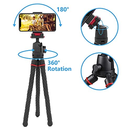 LINKCOOL Phone Tripod​ – Portable 360° tripod with Bluetooth remote, fits phones, iPads & cameras. Perfect for travel & vlogging-Black — view 3