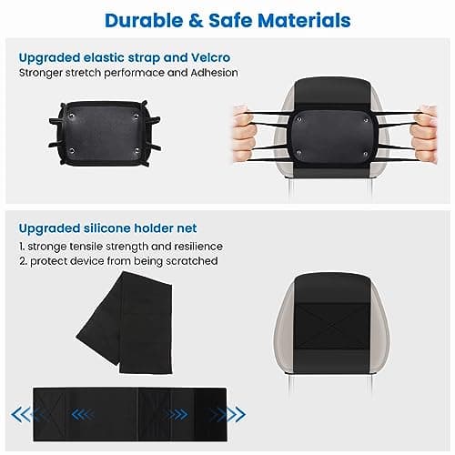 WONNIE Upgraded Car Headrest Mount Holder, Tablet Holder for Kids in Back Seats, Anti-Slip Strap and Holding Net,Angle-Adjustable/Fits All 7 Inch to 12.9 Inch Tablets — view 5