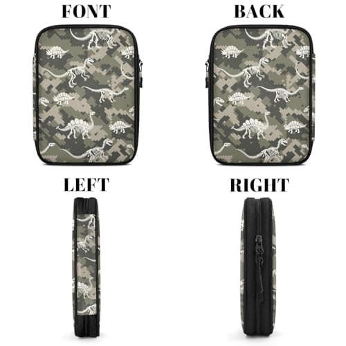 Cmizedevise Dinosaur Skull Electronics Organizer Travel Case, Green Camo Tech Accessories Cord Storage Bag for Cable, Cord, Charger, Phone, Power Bank, Usb, SD Card — view 6