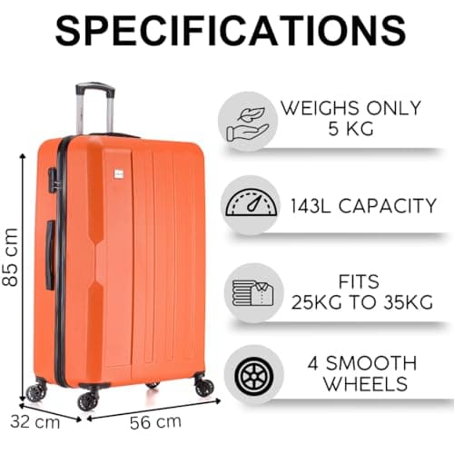 FLYMAX XL 32" Extra Large Suitcase 4 Wheel Lightweight Luggage Hard Shell Check in Hold Travel ABS 143 Litre Capacity Travel Case with 3 Digit Combination Lock + Telescopic Handle Red — view 4