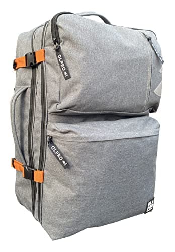 OLPRO 44L Carry-on Cabin Bag – Water Resistant Travel Backpack with Laptop Sleeve, Adjustable Straps, Compression Straps & Suitcase Handle Slot – Cabin Size Hand Luggage