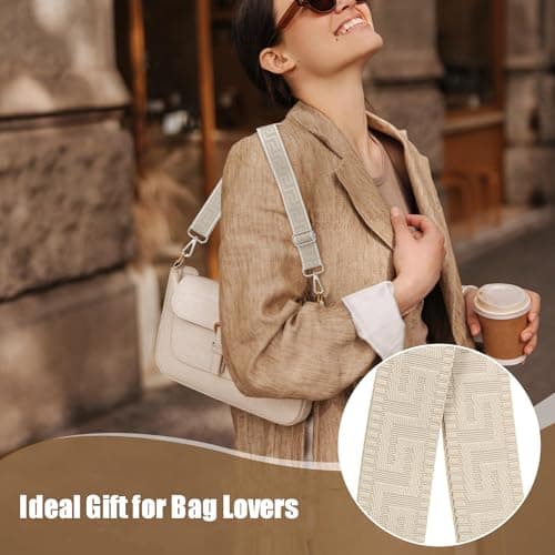 Funngy Wide Bag Strap,Handbag Strap Adjustable Wide Replacement Bag Strap 3.8cm Canvas Crossbody Shoulder Strap for Handbags Purses Totes Satchels and Backpacks with Silver Buckle — view 5