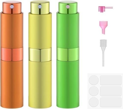 Lulupack Travel Perfume Atomiser Refillable - Mini Perfume Refill Spray Bottles for Aftershave - Small Travel Size Portable Fragrance Bottle - Empty Cologne Filler Atomiser for Man 8ml 3PCS Green