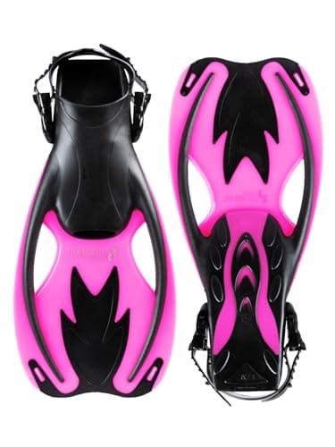 Two Bare Feet Snorkel, Mask and Fins/Flippers PVC Diving Set (Kids) With Anti Fog and Wide View Mask, Anti-Leak, Tempered Glass- Scuba Dive Snorkelling Sets (L/XL (UK 1-4), Pink) — view 3