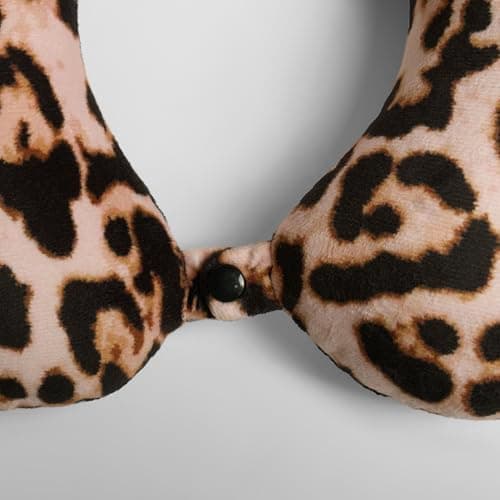OHS Neck Pillow Leopard Print Travel Pillow, Soft Foam Neck Support Pillow Lightweight & Portable Support Cushion For Airplane Train Car, Natural-30x30cm — view 3