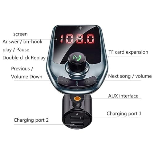 YSAMAX Bluetooth FM Transmitter Kit, Wireless Car Radio Adaptor, Universal Dual USB Charging, Supports Music Player, TF Cards And USB, Display Screen, Best Gift Choice — view 2