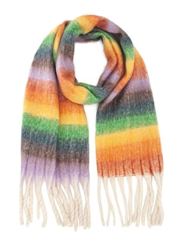 Style Slice Oversized Tartan Blanket Scarf for Women, Rainbow — view 6