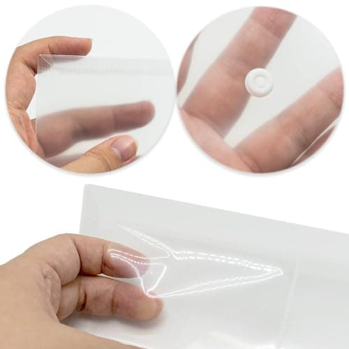 A4 Plastic Wallets, 10 Pack Clear Folders Plastic File Folder Document Wallets Envelope Folders with Label Pocket and Button for School, Home, Office, Travel and Stationary Supply(Transparent) — view 3