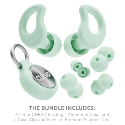 CURVD Everyday Earplugs + Case Clip Bundle, The Perfect earplug for Sleep, Travel, Noise Sensitivity/canceling + Case Clip Package Portable Waterproof Container & Silicone Sleeve for Ear Plugs(Mint) — view 4