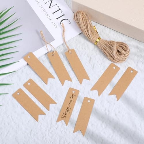 SULIKJHUI 200 Pcs Gift Tags with String, Small Gift Tags 7x2cm — view 5