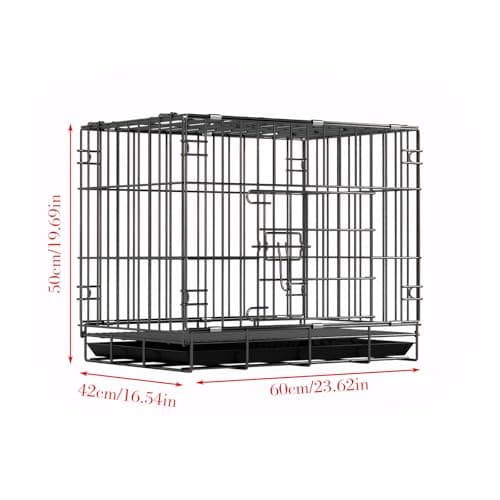 24" Folding Metal Dog Cage, Double-Door Puppy Training Crate with Removable Tray, Secure Locking Latches & Rust-Resistant Coating, Portable Carrier for Small Breeds(24 × 16.5 × 19.7in) — view 6