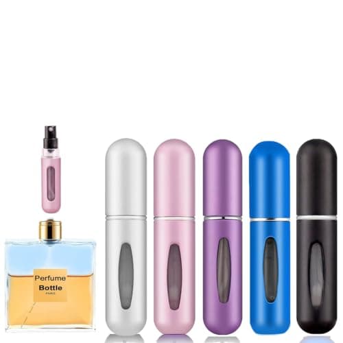 Rosiya Perfume Atomiser pack of 5pcs Perfume Travel Bottle, 5ML Refillable Spray Easy to Refill Empty Atomiser Bottle for Purse, Handbag, Pocket and Luggage (Matte)