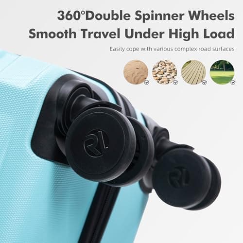 Rocklands Large Suitcase Hard Shell Lightweight 4 Dual Spinner Wheels Trolley Luggage Suitcase Hold Check in Luggage TSA Combination Lock (Blue, Small 20") — view 4