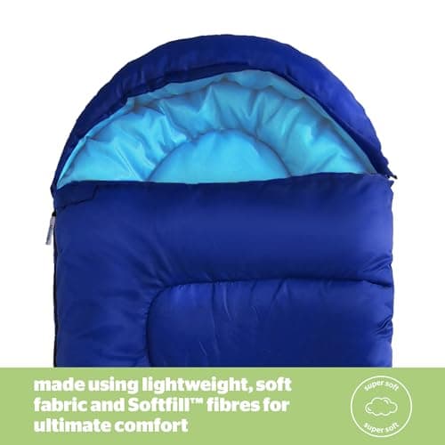 Silentnight Sleeping Bag for Adults - 3 Season Lightweight Soft Thick Cosy Warm Mummy Sleeping Bag for Spring Summer Camping Hiking Outdoor Travel for Warm and Cold Weather - Blue — view 3