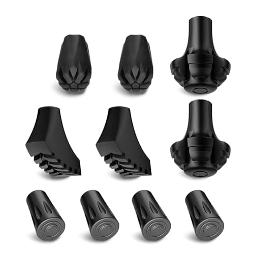 supregear Replacement Rubber Tips Set for Trekking Pole and Walking Stick, Anti-Slip Protectors for Most Inner Diameter of 11 mm/0.43" Hiking Sticks (Pack of 10)