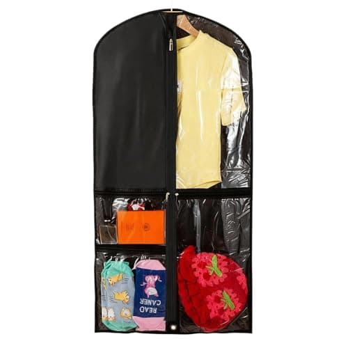 Dance Garment Bag for Kids, Foldable Costume Storage with Zipper, Waterproof Clothes Covers, Clothes Protector for Dresses & Suits, Travel Hanging Duffle (Black)