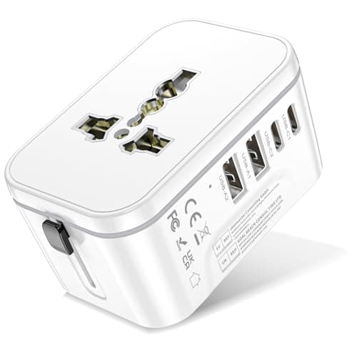 Universal Travel Adapter Worldwide with 2 USB C and 2 USB A Ports,International Travel Plug Adapter Worldwide Travel Adaptor Plug All in One Universal Charger Power Adapter UK to European EU US UK AUS