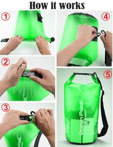 Henrycares Waterproof Dry Bag 20L 10L 5L, Sack with Long Adjustable Shoulder Strap, for Traval, Camping, Hiking, Swimming, Boating, Fishing — view 6