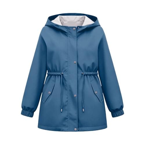 Blue Girls Waterproof Jacket Windproof Hooded Raincoat Outdoor 13 Years — view 5
