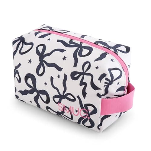 SMUG Toiletry Bag | Waterproof Travel Toiletry Bag for Gym, Shower, Shaving, Cosmetics & Makeup | Small Washbag for Men & Women | Stylish, Spacious & Easy to Clean | Bows