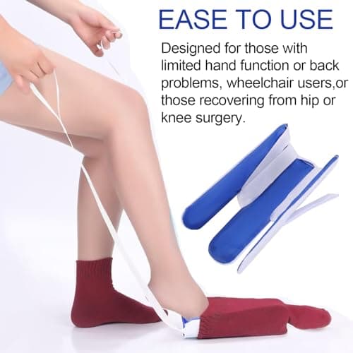 Sock Aids for Putting Socks On and Off Sock Aid Compression Stocking Applicator with Three Finger Sock Helper Sock Puller Aid Sock Assist Device for Elderly Disabled Pregnant Diabetics Blue — view 5