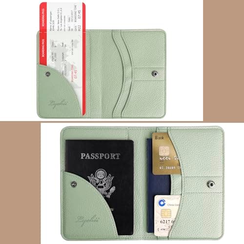 Lychii Leather Passport Wallet for Women and Men, PU Travel Protector Wallet Pouch Protective Case for Passport, Boarding Pass and ID Card — view 4