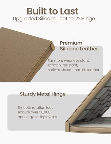 Nillkin Foldable Bluetooth Keyboard Folding with Touchpad & Number Pad, Portable Wireless Full Size Travel Keyboard with Trackpad for PC Laptop iPad Tablets Smartphone, Silicone Leather Cover, Khaki — view 3