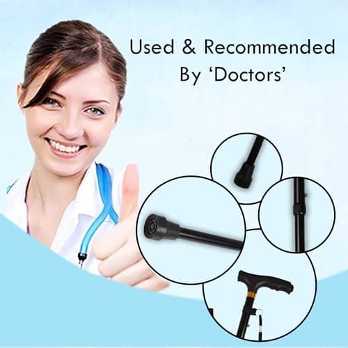 BARGAIN FACTORY Black Walking Stick For Men And Women Lightweight, Adjustable, Durable & Portable — view 4