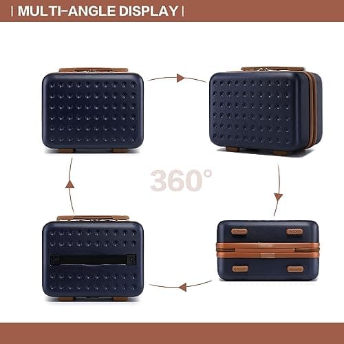 Kono Lightweight Travel Makeup Carrying Case Hard Shell Cosmetic Case Mini 13" Luggage Organizer (Navy) — view 5