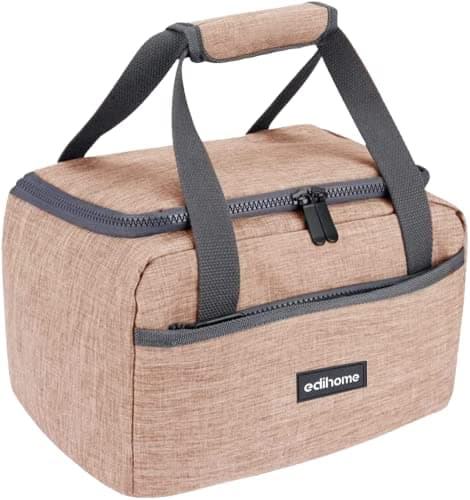 edihome, Insulated Lunch Bag, Cool Bag, 8l, for School, Travel, Picnic or Work, Kids and Adults, Portable, with Handles, Available in Black, Blue, Grey and Brown (Brown)