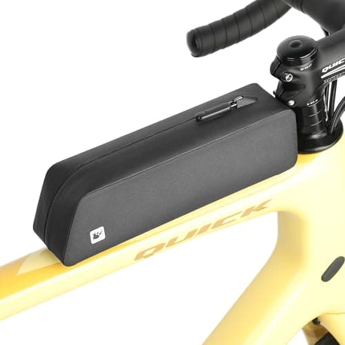 Rhinowalk Bike Top Tube Bag Bike Frame Bag with Zipper Fully Waterproof and Stable Professional Cycling Accessories for Mountain Road Bicycle-Black