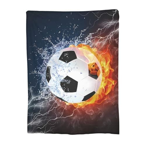 Newhomestyle Football Sports Throw Blanket for Boy & Teens,Soft Lightweight Warm Soccer Flannel Blankets, Cozy All Season Bedding for Bed Couch Bedroom Sofa, 100X125 cm