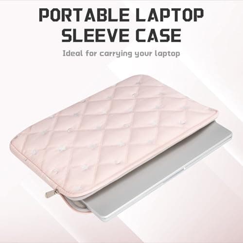 HEDUGO 13 14 inch Laptop Sleeve Bag Portable Laptop Case Soft Lining Carrying Case Padded Computer Pouch Cover Compatible with 13 Inch MacBook Air/Pro 14 Inch MacBook Pro, Pink — view 2