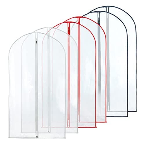 HANGERWORLD 100 cm (40") Suit/Garment Clothes Cover Bags, Pack of 6, Clear with Mixed Trim Colours