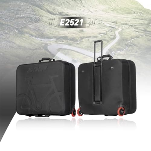 Tbest Folding Bike Travel Case Bike Transport Case Travel Storage Box Hard Shell EVA with Foam Padding Wheels and Top Handle for Folding (E2521) — view 6