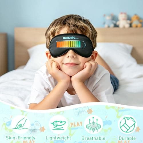 2 Pack Boys Sleep Mask, Blackout Silk Eye Mask for Sleeping with Adjustable Strap, Kids Sleep Mask for Home & Travel (Black & Green Game Console) — view 4