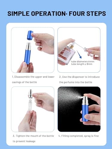 BELEVO Travel Perfume Atomiser Bottle Refillable, 3 Pieces Portable Aftershave Travel Bottles 5ml Mini Atomiser Perfume Spray Bottle Travel Must Haves, Small Perfume Refill Bottle for Pocket, Handbag — view 4